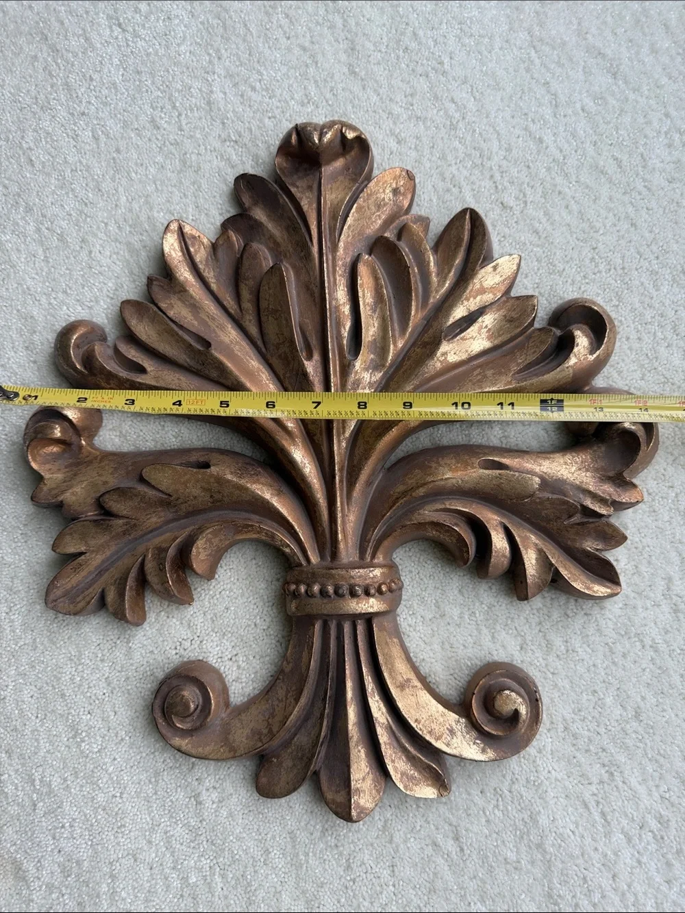 Fleur de Lis Style Wall Hanging Decorative Moulding Plaque French Style Gold